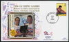 United States 1996 Atlanta Olympics 32c Men's Rowing on illustrated Benham silk cover (British Olympic Association showing Steven Redgrave & Matthew Pinsent) with special Atlanta cancel, SG 3195