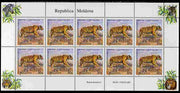 Moldova 2001 Chinese Zoo 40b Tiger perf sheetlet containing 10 values unmounted mint SG 398