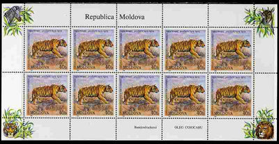 Moldova 2001 Chinese Zoo 40b Tiger perf sheetlet containing 10 values unmounted mint SG 398