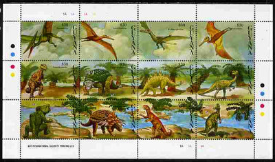 Guyana 1993 Prehistoric Animals composite perf sheetlet containing 12 values unmounted mint SG 3515-26