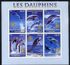 Congo 2003 Dolphins imperf sheetlet #01 (vert stamps) containing 6 values each with Rotary Logo, unmounted mint