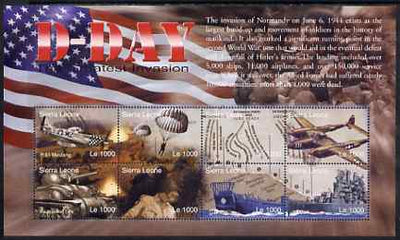 Sierra Leone 2004 60th Anniversary of D-day Landings perf m/sheet #2 containing 8 x 1000L values unmounted mint, SG MS 4267b