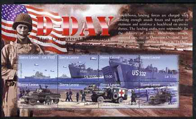 Sierra Leone 2004 60th Anniversary of D-day Landings perf m/sheet #5 containing 8 x 1100L values unmounted mint, SG MS 4267e