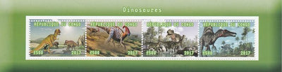 Congo 2017 Dinosaurs #1 perf sheetlet containing 4 values unmounted mint. Note this item is privately produced and is offered purely on its thematic appeal