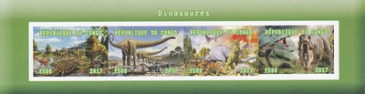 Congo 2017 Dinosaurs #2 imperf sheetlet containing 4 values unmounted mint. Note this item is privately produced and is offered purely on its thematic appeal