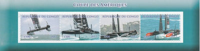 Congo 2017 America's Cup perf sheetlet containing 4 values unmounted mint. Note this item is privately produced and is offered purely on its thematic appeal
