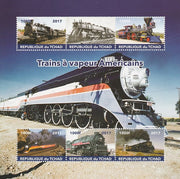 Chad 2017 Steam Trains of America perf sheetlet containing 6 values unmounted mint. Note this item is privately produced and is offered purely on its thematic appeal. .