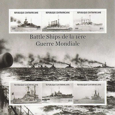 Central African Republic 2015 Battle Ships of WW1 perf sheetlet containing 6 values unmounted mint. Note this item is privately produced and is offered purely on its thematic appeal