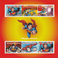 Central African Republic 2015 Superman perf sheetlet containing 6 values unmounted mint. Note this item is privately produced and is offered purely on its thematic appeal