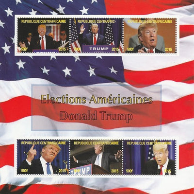Central African Republic 2015 US Elections - Donald Trump perf sheetlet containing 6 values unmounted mint. Note this item is privately produced and is offered purely on its thematic appeal