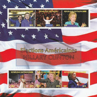 Central African Republic 2015 US Elections - Hillary Clinton perf sheetlet containing 6 values unmounted mint. Note this item is privately produced and is offered purely on its thematic appeal