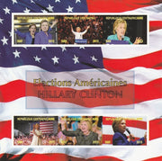 Central African Republic 2015 US Elections - Hillary Clinton imperf sheetlet containing 6 values unmounted mint. Note this item is privately produced and is offered purely on its thematic appeal