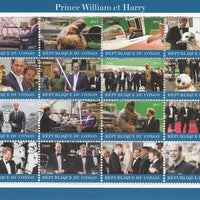 Congo 2017 Prince William & Harry perf sheetlet containing 16 values unmounted mint. Note this item is privately produced and is offered purely on its thematic appeal
