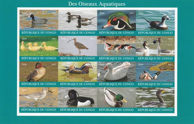 Congo 2017 Water Birds imperf sheetlet containing 16 values unmounted mint Note this item is privately produced and is offered purely on its thematic appeal, it has no postal validity