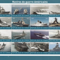 Congo 2017 Battle Ships of America perf sheetlet containing 16 values unmounted mint. Note this item is privately produced and is offered purely on its thematic appeal