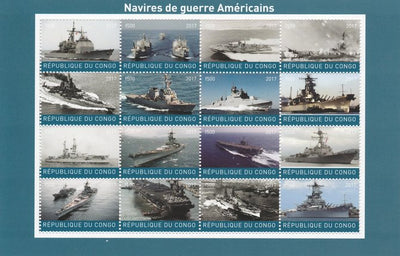 Congo 2017 Battle Ships of America perf sheetlet containing 16 values unmounted mint. Note this item is privately produced and is offered purely on its thematic appeal