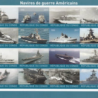 Congo 2017 Battle Ships of America imperf sheetlet containing 16 values unmounted mintNote this item is privately produced and is offered purely on its thematic appeal, it has no postal validity