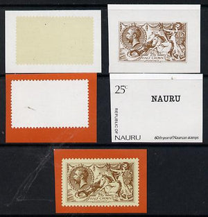 Nauru 1976 Stamp Anniversary 25c (SG 149) set of 5 unmounted mint IMPERF progressive proofs on gummed paper