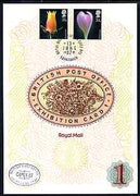 Great Britain 1987 Flower Photographs, the 31p & 34p values on Royal Mail Exhibition Card No.1 cancelled 13 June in Edinburgh plus special CAPEX cancellation with English text.