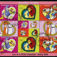 Benin 2009 Beijing Olympics #2 - Disney Characters perf sheetlet containing 8 values plus label fine cto used