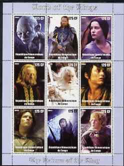 Congo 2003 Lord of the Rings - The Return of the King perf sheetlet containing 9 x 135 CF values unmounted mint