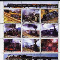 Mali 1998 Steam Locomotives perf sheetlet containing 9 values unmounted mint