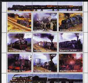 Mali 1998 Steam Locomotives perf sheetlet containing 9 values unmounted mint