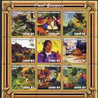 Mozambique 2001 Paintings by Paul Gauguin perf sheetlet containing 9 values unmounted mint (9 x 10,000 MT) Mi 2034-42, Sc 1484