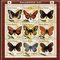 Guinea - Bissau 2001 Philanippon Stamp Exhibition - Butterflies perf sheetlet containing 9 values (350 FCFA) unmounted mint Mi 1499-1507