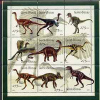 Guinea - Bissau 2001 Dinosaurs perf sheetlet containing 9 values (275 FCFA) unmounted mint Mi 1554-62