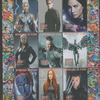 Chad 2018 Tribute to Stan Lee - X-Men perf sheetlet containing 9 values unmounted mint. Note this item is privately produced and is offered purely on its thematic appeal.