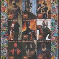 Chad 2018 Tribute to Stan Lee - Dare Fevil perf sheetlet containing 9 values unmounted mint. Note this item is privately produced and is offered purely on its thematic appeal.