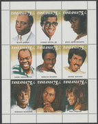 Tanzania 1992 Black Musicians & Singers perf sheetlet containing 9 values unmounted mint. Note this item is privately produced and is offered purely on its thematic appeal. .