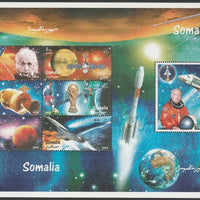 Somalia 1999 Space perf sheetlet containing 7 values unmounted mint. Note this item is privately produced and is offered purely on its thematic appeal, it has no postal validity