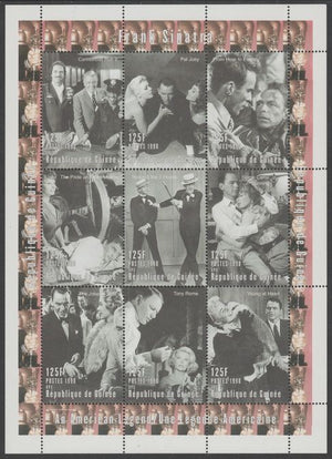Guinea - Conakry 1998 Frank Sinatra perf sheetlet containing 9 values unmounted mint. Note this item is privately produced and is offered purely on its thematic appeal, it has no postal validity