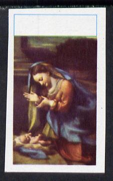 New Zealand (or Niue) 1970 Christmas (Correggio's Virgin & Child) unmounted mint imperf proof single with Country & value omitted