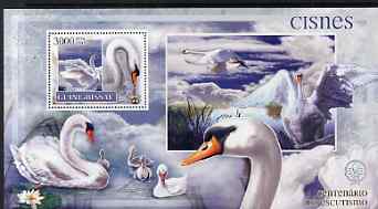 Guinea - Bissau 2007 Birds - Swans large perf s/sheet containing 1 value (Scout logo in background) unmounted mint