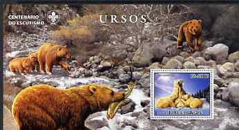 St Thomas & Prince Islands 2007 Bears large perf s/sheet containing 1 value (Scout logo in background) unmounted mint