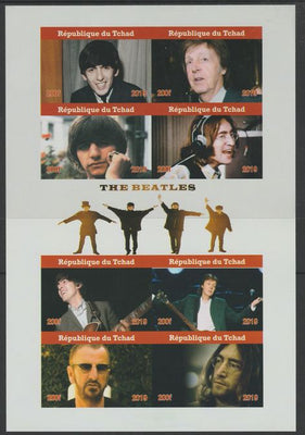 Chad 2019 The Beatles imperf sheetlet containing 8 values unmounted mint. Note this item is privately produced and is offered purely on its thematic appeal, it has no postal validity