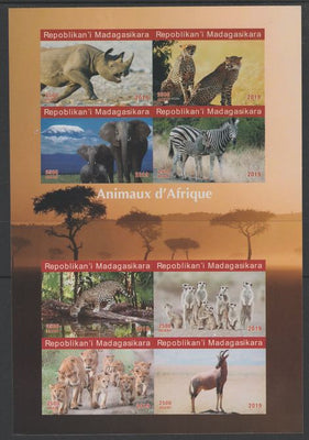 Madagascar 2019 Animals of Africa imperf sheetlet containing 8 values unmounted mint. Note this item is privately produced and is offered purely on its thematic appeal, it has no postal validity