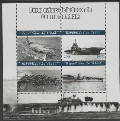 Chad 2019 Aircraft Carriers of WW2 perf sheetlet containing 4 values unmounted mint.