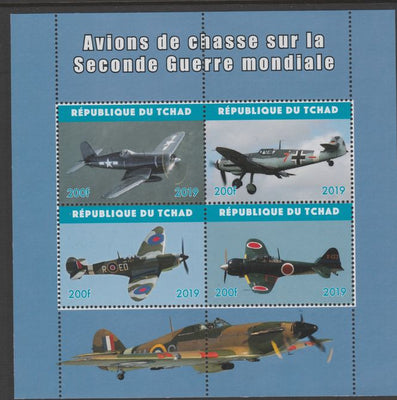 Chad 2019 Fighter Aircraft of WW2 perf sheetlet containing 4 values unmounted mint.