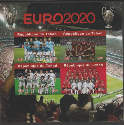 Chad 2019 EURO 2020 Football Championship imperf sheetlet containing 4 values unmounted mint.
