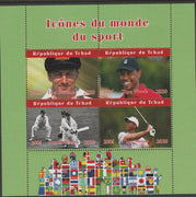 Chad 2020 Icons from the World of Sport #2 perf sheetlet containing 4 values unmounted mint.