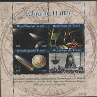 Chad 2020 Edmund Halley perf sheetlet containing 4 values unmounted mint.