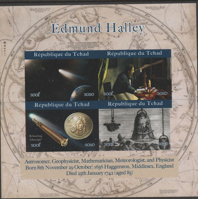 Chad 2020 Edmund Halley imperf sheetlet containing 4 values unmounted mint.