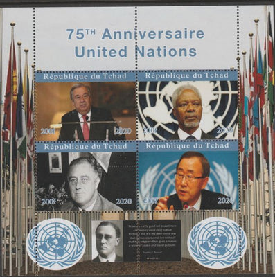 Chad 2020 75th Anniversary of the United Nations perf sheetlet containing 4 values unmounted mint.