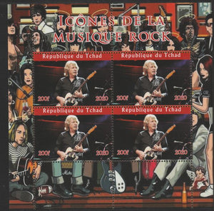 Chad 2020 Rock Music Icons of the Twentieth Century - Rick Parfitt perf sheetlet containing 4 values unmounted mint.