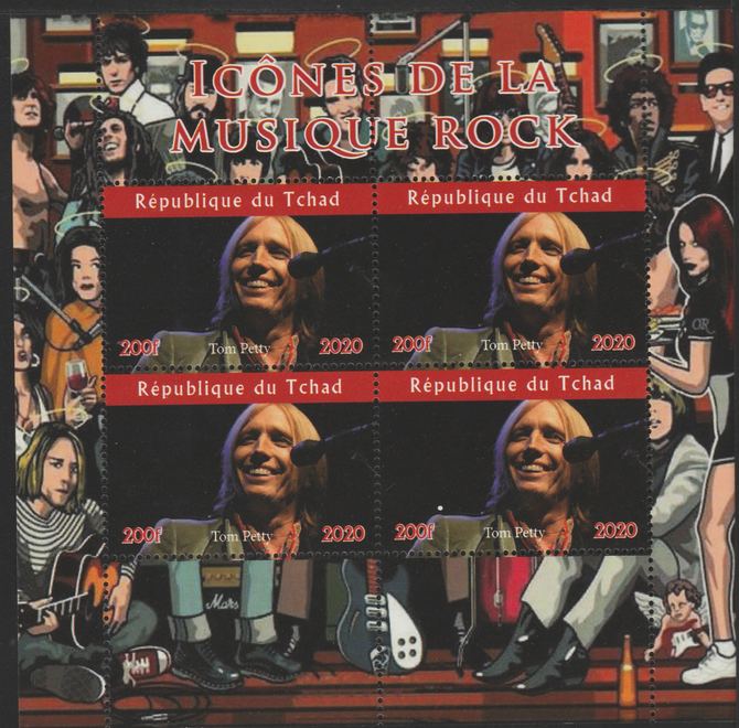 Chad 2020 Rock Music Icons of the Twentieth Century - Tom Petty perf sheetlet containing 4 values unmounted mint.