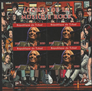 Chad 2020 Rock Music Icons of the Twentieth Century - Tom Petty perf sheetlet containing 4 values unmounted mint.